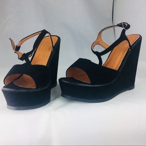 Black Suede Wedge Sandals